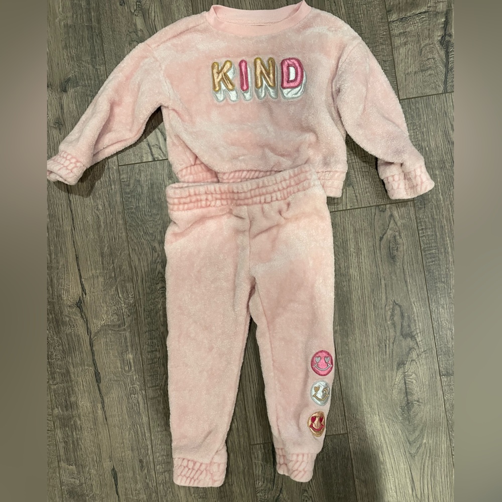 Pink Fleece Top with Colorful Embroidery